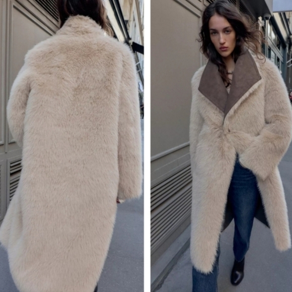 ZARA REVERSIBLE DOUBLE-FACED FAUX FUR COAT - Picture 13 of 14